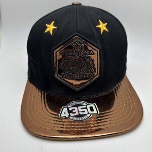 California Republic Cap Black Gold Baseball Style Hat Adjustable